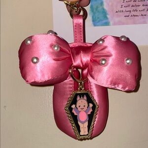 Kewpie Halloween Pink Bow Keychain